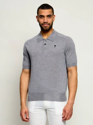 AMI Paris Wełniane polo | Slim Fit szary