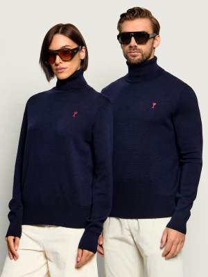 AMI Paris Wełniany golf | Regular Fit granatowy