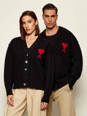 AMI Paris Wełniany kardigan | Regular Fit czarny