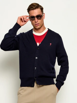 AMI Paris Wełniany kardigan | Slim Fit granatowy