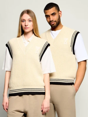 AMI Paris Wełniany sweter | Relaxed fit beżowy