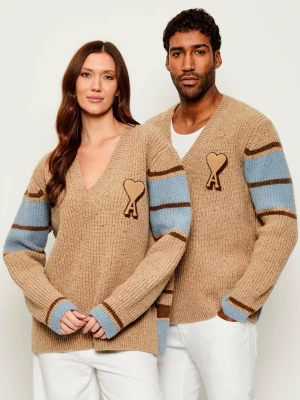 AMI Paris Wełniany sweter | Relaxed fit camel