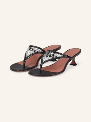 Amina Muaddi Japonki Cameron Z Ozdobnymi Kamykami schwarz