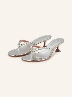 Amina Muaddi Japonki Gigi Z Ozdobnymi Kamykami silber