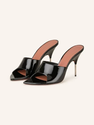 Amina Muaddi Klapki Typu Mules Lakierowane Bianca schwarz