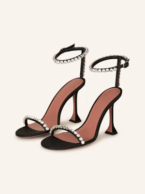 Amina Muaddi Sandały Na Obcasie Gigi Z Ozdobnymi Kamykami schwarz