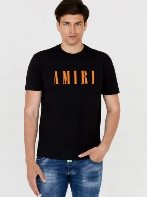 AMIRI T-shirt męski czarny z pomarańczowym logo, Rozmiar XXL