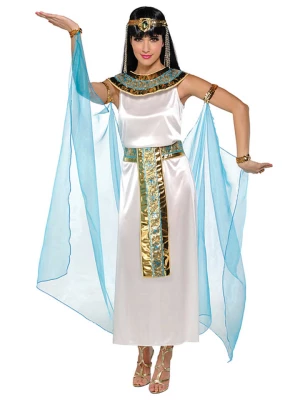 amscan 4-częściowy kostium "Cleopatra" w kolorze biało-błękitno-złotym rozmiar: M