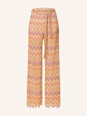Ana Alcazar Spodnie Z Marlony Z Błyszczącą Nicią orange