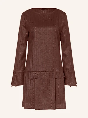 Ana Alcazar Sukienka Koktajlowa Z Błyszczącą Przędzą I Plisami rot