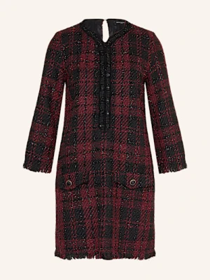 Ana Alcazar Sukienka Koktajlowa Z Tweedu Z Błyszczącą Przędzą rot