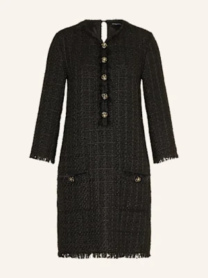 Ana Alcazar Sukienka Koktajlowa Z Tweedu Z Rękawami 3/4 schwarz
