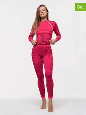 Anaissa 2-częściowy zestaw w kolorze różowym - top funkcyjny, legginsy funkcyjne rozmiar: S/M