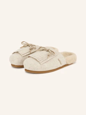 Ancient Greek Sandals Klapki Vasilitsa Fringe beige