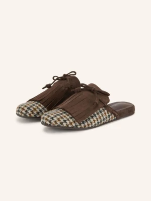 Ancient Greek Sandals Mule Thelma Fringe braun brązowy