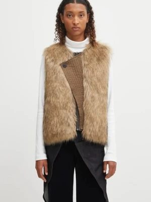 Andersson Bell bezrękawnik dwustronny Curved Placket Reversible Faux-Fur Vest kolor brązowy przejściowy awa722u