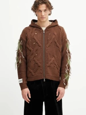 Andersson Bell kardigan z wełną Argyle Fisherman Hood Zip-Up męski kolor brązowy atb1347u