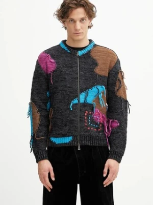 Andersson Bell kardigan z wełną Intarisa Zip-Up Crewneck męski kolor czarny atb1333u