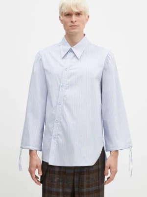 Andersson Bell koszula Bouquet Stripe Asymmetric Shirt męska kolor niebieski relaxed z kołnierzykiem klasycznym atb1140m