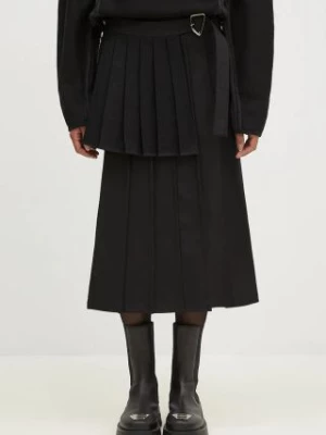 Andersson Bell spódnica wełniana Double Pleated Wrap Skirt kolor czarny mini prosta apa772w