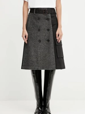 Andersson Bell spódnica z wełną Whitney Trench Pleats kolor czarny midi rozkloszowana apa848w