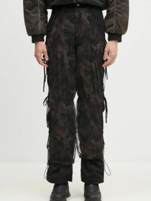 Andersson Bell spodnie Camouflage Mesh Layered Tying Pants męskie kolor czarny dopasowane apa767wl