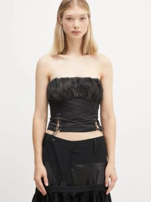 Andersson Bell top Isla Shirred Crop Bustier kolor czarny gładka atb1190w