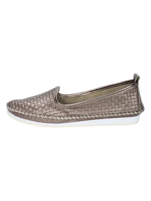 Andrea Conti Skórzane slippersy w kolorze srebrnym rozmiar: 42