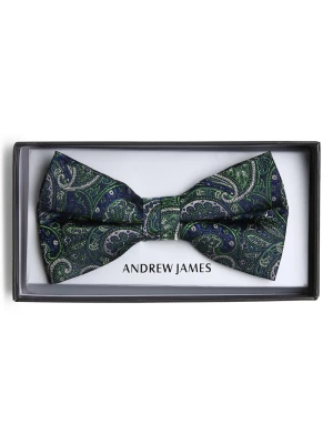 Andrew James Jedwabna muszka męska Mężczyźni zielony|niebieski wzorzysty,