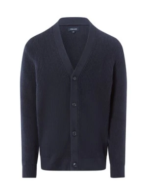 Andrew James Męski kardigan z zawartością wełny Mężczyźni Bawełna niebieski jednolity,