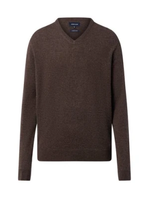 Andrew James Męski sweter z dzianiny z wełną i kaszmirem Mężczyźni Wełna brązowy jednolity,