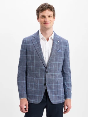 Andrew James New York Kurtka męska z zawartością wiskozy - Brayden Mężczyźni Regular Fit niebieski w kratkę,