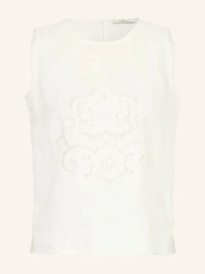 Angoor Bluzka Z Lnu Cosimo Z Koronką Z Dziurkami weiss