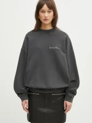 Anine Bing bluza bawełniana Jaci Sweatshirt Lyrics damska kolor szary z nadrukiem A.08.10904