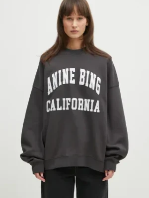 Anine Bing bluza bawełniana Miles Sweatshirt Anine Bing damska kolor szary z aplikacją A.08.10025