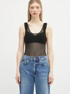Anine Bing body Alysha Bodysuit damska kolor czarny gładka A.10.10685