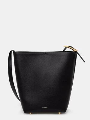 Anine Bing ELLY BUCKET BAG GRAINED LEATHER - BLACK torebka damska skórzana