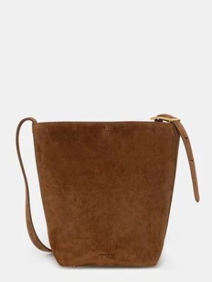 Anine Bing ELLY MEDIUM BUCKET BAG SUEDE - TOBACCO torebka damska zamszowa
