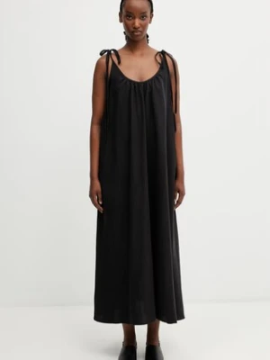 Anine Bing FLORA DRESS sukienka gładka z dodatkiem lnu