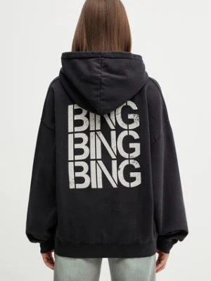 Anine Bing HARVEY SWEATSHIRT STENCIL - VINTAGE BLACK bluza z kapturem damska bawełniana