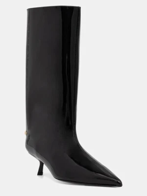 Anine Bing kozaki skórzane hilda damskie kolor czarny na małym obcasie A.14.11372