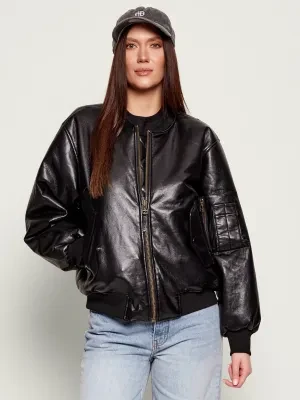 Anine Bing Kurtka bomber LEON | Oversize fit | z dodatkiem skóry