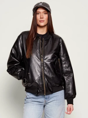 Anine Bing Kurtka bomber LEON | Oversize fit | z dodatkiem skóry