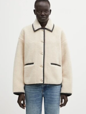 Anine Bing kurtka z domieszką wełny camden kolor beżowy przejściowa oversize A.01.11274