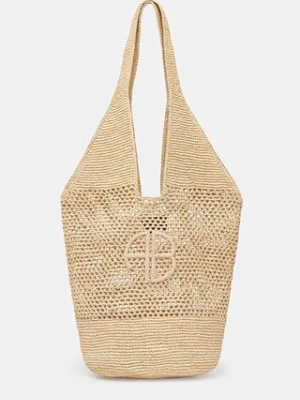 Anine Bing LEAH LOGO HOBO RAPHIA - NATURAL torebka damska