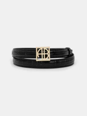 Anine Bing pasek skórzany Monogram Belt damski kolor czarny A.12.10461