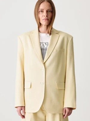 Anine Bing QUINN BLAZER - BUTTER YELLOW marynarka jednorzędowa z wiskozą damska