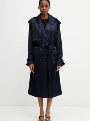 Anine Bing RICKIE MAXI TRENCH - NAVY trencz damski z wiskozą
