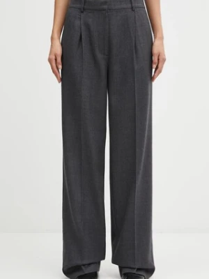 Anine Bing spodnie wełniane trent damskie kolor szary proste high waist A.03.1146