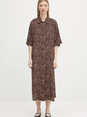 Anine Bing sukienka Julia Dress kolor brązowy midi oversize A.02.0491